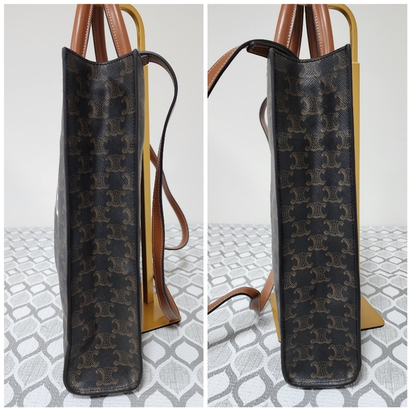 CELINE Triomphe Vertical Cabas Small Canvas Shoulder Bag Brown - Picture 8 of 11